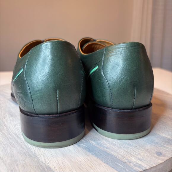 John Fluevog Green Leather Cap Toe Oxford Dress Shoes Men\'s Unique Stitch 10.5 main image 5